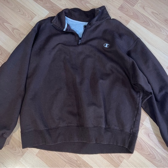 Vintage Chocolate Brown Champion Pullover with quarter zip - Picture 2 of 5